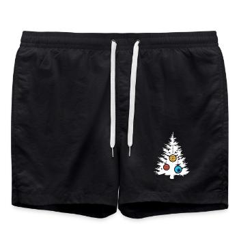 Christmas Tree Symbol Balls Colors Icon Fir Forest - Swim Trunks - black - Front - AI Model Male 185 light (185cm)