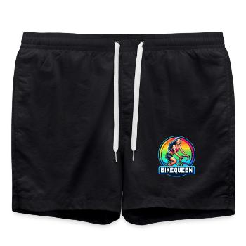 Bike Queen Regenbogen Abzeichen - Badeshorts - Schwarz - Vorne - AI Model Male 185 light (185cm)