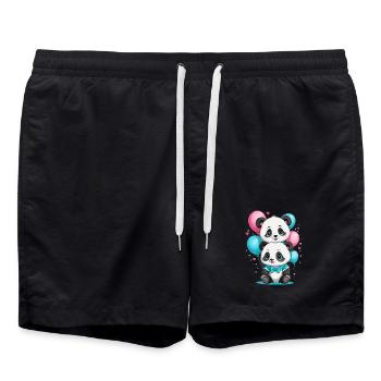 Cute Panda - Swim Trunks - black - Front - AI Model Male 185 light (185cm)