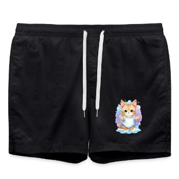Mignon bébé chat - Short de bain - noir - Devant - AI Model Male 185 light (185cm)