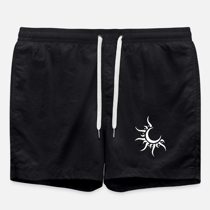 Soleil et lune blanc - Short de bain - noir