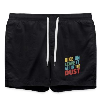 Bike On Leave It All In Dust Graphic - Swim Trunks - black - Front - AI Model Male 185 light (185cm)