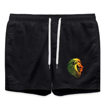 Eroberung des Rasta-Löwen, Rastafari, Jamaika, Juda - Badeshorts - Schwarz - Vorne - AI Model Male 185 light (185cm)