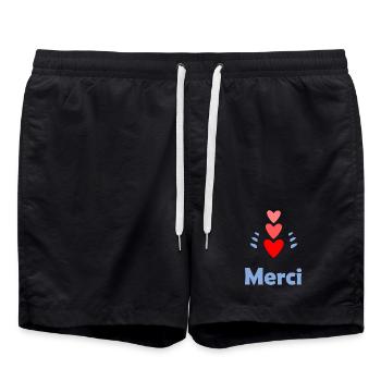 MISTRESS. THANK YOU. THANK YOU MISTRESS - Swim Trunks - black - Front - AI Model Male 185 light (185cm)