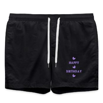 ALLES GUTE ZUM GEBURTSTAG. ALLES GUTE ZUM GEBURTSTAG. JAHRESTAG. - Badeshorts - Schwarz - Vorne - AI Model Male 185 light (185cm)