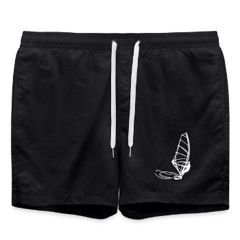 Windsurfer Drawing - Swim Trunks - black - Front - AI Model Male 185 light (185cm)