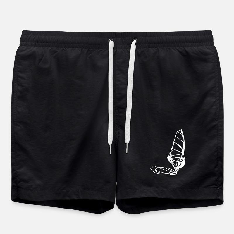 Windsurfer Drawing - Swim Trunks - black
