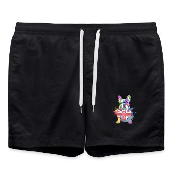 Regenbogen Bulldogge Union Jack - Badeshorts - Schwarz - Vorne - AI Model Male 185 light (185cm)