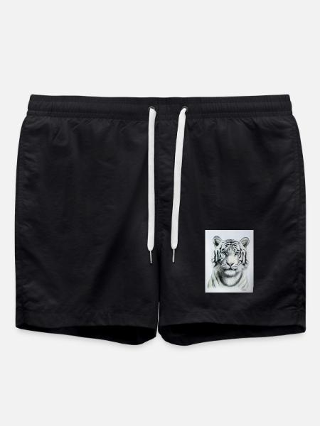 White Tiger - Weisser Tiger - Swim Trunks - black