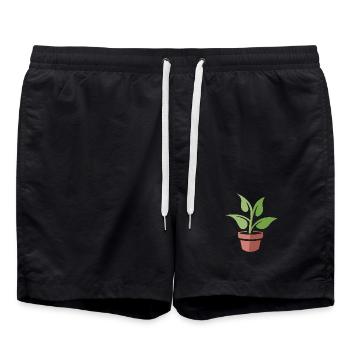 Plante en pot comme symbole - nature cartoon et bande dessinée - Short de bain - noir - Devant - AI Model Male 185 light (185cm)