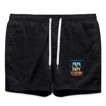 Zwei Papa J'Ai und Opa Titel Opa - Badeshorts - Schwarz - Vorne - AI Model Male 185 light (185cm)