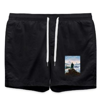 Wanderer above the Sea of Fog Caspar David Friedrich - Swim Trunks - black - Front - AI Model Male 185 light (185cm)