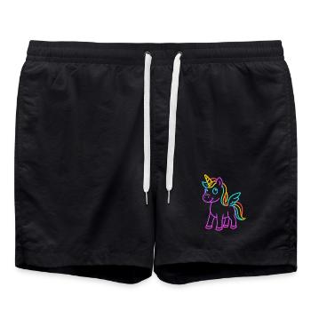 Süßes Pegasus Einhorn | Neon Design Fantasymotiv - Badeshorts - Schwarz - Vorne - AI Model Male 185 light (185cm)
