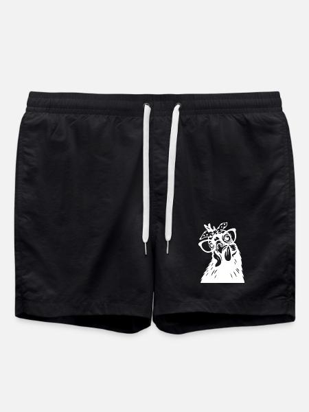 Funny Chicken with Bandana Art - Swim Trunks - black