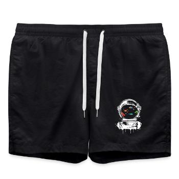 Fish in Astronaut Helmets – Fantasy Meets Space - Swim Trunks - black - Front - AI Model Male 185 light (185cm)