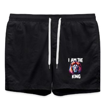 I am the King Löwe - Badeshorts - Schwarz - Vorne - AI Model Male 185 light (185cm)