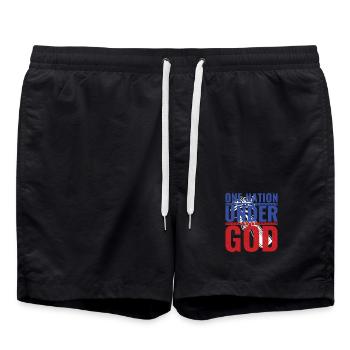 Motif patriotique avec drapeau américain et main - Short de bain - noir - Devant - AI Model Male 185 light (185cm)