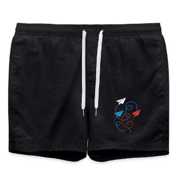 paper airplane - Swim Trunks - black - Front - AI Model Male 185 light (185cm)