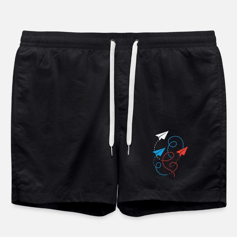 paper airplane - Swim Trunks - black