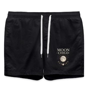 Moon Child – Mystic Spiritual Shirt with Mon - Swim Trunks - black - Front - AI Model Male 185 light (185cm)