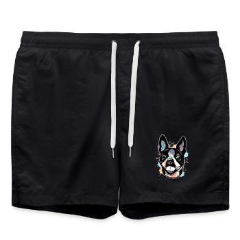 Boston Terrier - Short de bain - noir - Devant - AI Model Male 185 light (185cm)