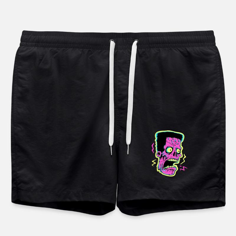 Neon Zombie Screamer Pop Art - Swim Trunks - black