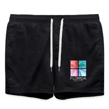 Florida USA Miami Amerika Sommer Palmen Strand - Badeshorts - Schwarz - Vorne - AI Model Male 185 light (185cm)