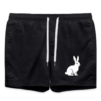 Hase Hasen Kaninchen Vektor - Badeshorts - Schwarz - Vorne - AI Model Male 185 light (185cm)