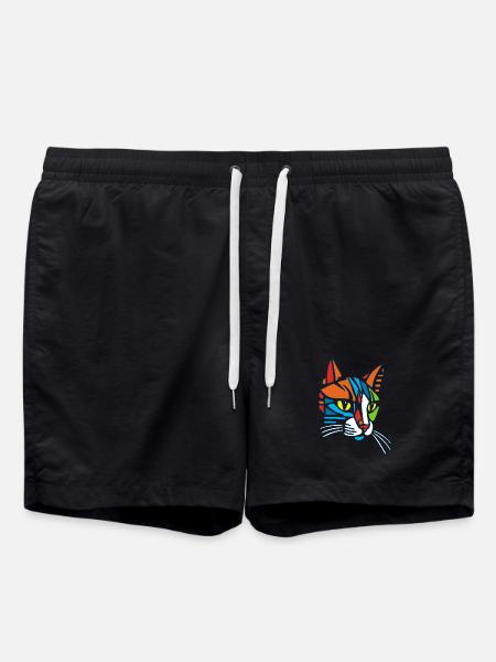 Stammes-Mosaik-Katze - Badeshorts - Schwarz