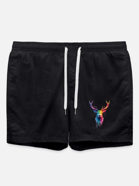 Deer Deer Antlers - Swim Trunks - black