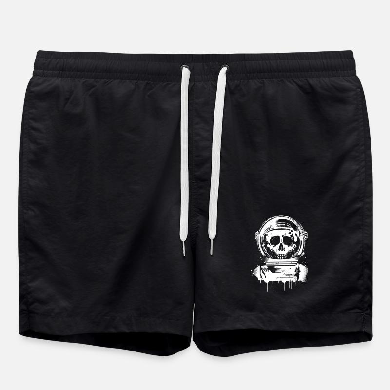 Grungy Astronauts Skull Graffiti - Swim Trunks - black
