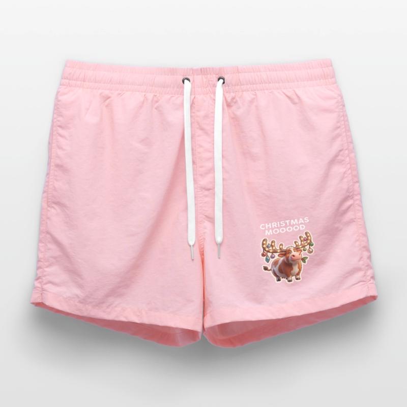 Weihnachtskuh mit Leuchtornamenten Badeshorts