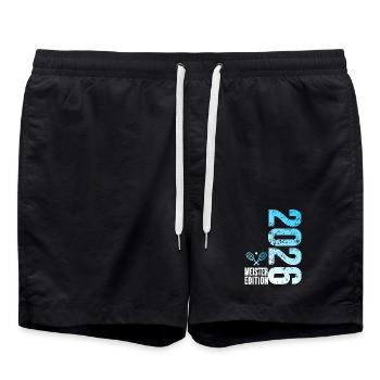 Tennis Master Edition 2026 en bleu et blanc - Short de bain - noir - Devant - AI Model Male 185 light (185cm)