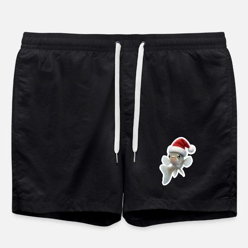 Bubbling Guppy Fish Christmas Greeting - Swim Trunks - black