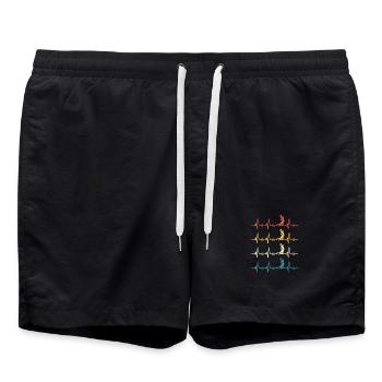 Basketball-Retro-Herzschlag-Basketballspieler - Badeshorts - Schwarz - Vorne - AI Model Male 185 light (185cm)