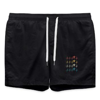 Pétanque Herzschläge Geschenk-Bowler - Badeshorts - Schwarz - Vorne - AI Model Male 185 light (185cm)