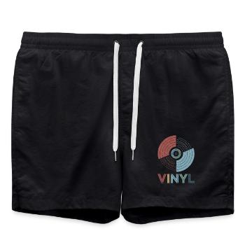 Vinyl rétro - Short de bain - noir - Devant - AI Model Male 185 light (185cm)