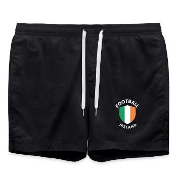 Motif de football du blason du manteau d’Irlande - Short de bain - noir - Devant - AI Model Male 185 light (185cm)