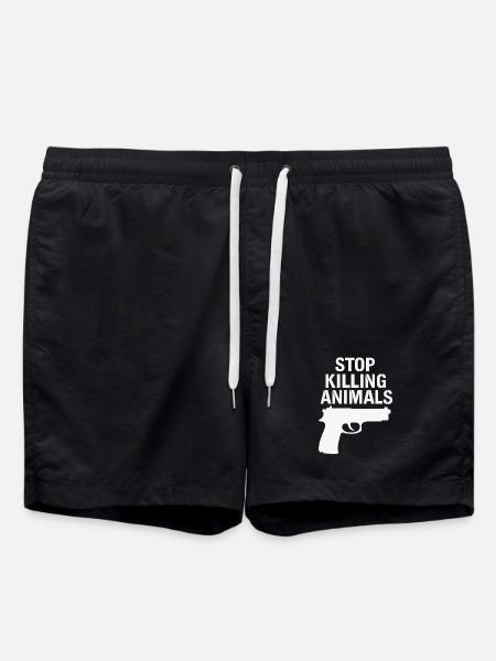 Stop Animal Murder – Statement Shirt - Swim Trunks - black
