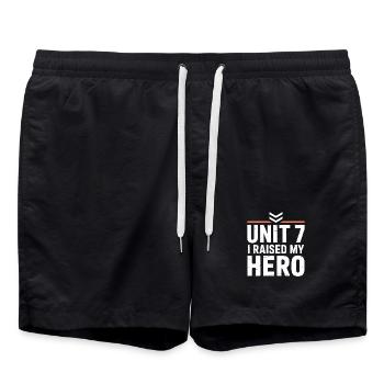 Unité 7 J’ai élevé ma fierté parentale de héros - Short de bain - noir - Devant - AI Model Male 185 light (185cm)