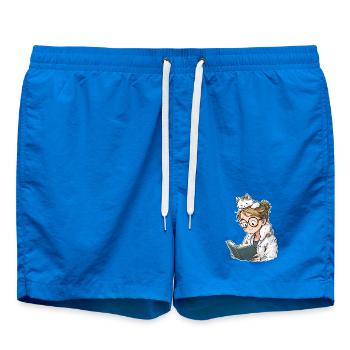 Cat Shoulder Reading Librarian Book Club T-Shirt - Badeshorts - Cobalt blue - Vorne