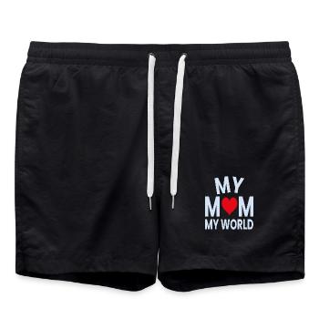 Meine Mama Mein Weltherz - Badeshorts - Schwarz - Vorne - AI Model Male 185 light (185cm)