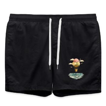 Surreales Eisballon Motiv – Vintage Fantasie - Badeshorts - Schwarz - Vorne - AI Model Male 185 light (185cm)