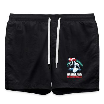 Drapeau de l’ours du Groenland Non à vendre - Short de bain - noir - Devant - AI Model Male 185 light (185cm)