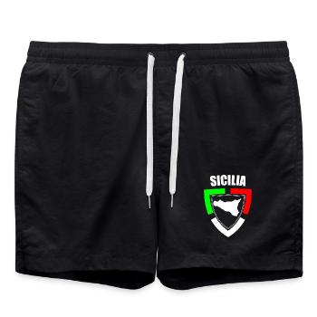 Souvenir de la Sicile en t-shirt tricolore d’Italie - Short de bain - noir - Devant - AI Model Male 185 light (185cm)