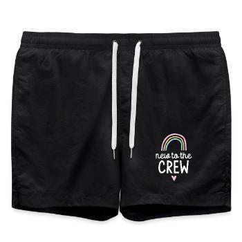 New to the Crew Baby 2026 Geschenk Schwangerschaft - Badeshorts - Schwarz - Vorne - AI Model Male 185 light (185cm)