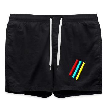 Streifen - Vektor - Badeshorts - Schwarz - Vorne - AI Model Male 185 light (185cm)