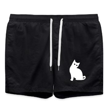 Cat Silhouette – Gift for Cat Lover - Swim Trunks - black - Front - AI Model Male 185 light (185cm)