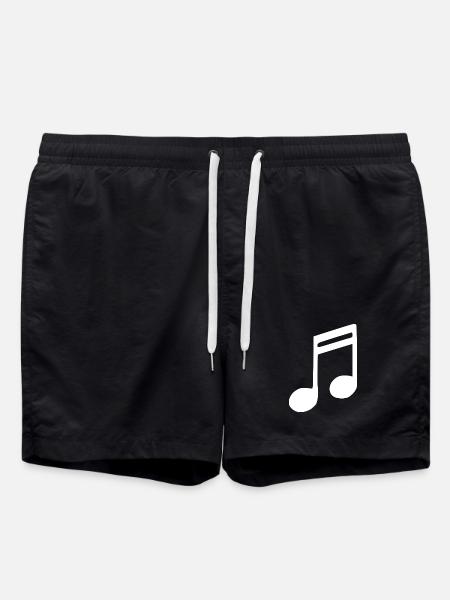 Music Note Musical Note White - Swim Trunks - black
