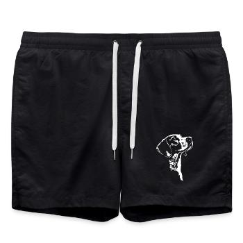 English Foxhound Silhouette Hund Jagdhund Wilsigns - Badeshorts - Schwarz - Vorne - AI Model Male 185 light (185cm)